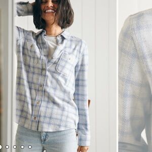 Faherty Blue and White Plaid Button Down Shirt